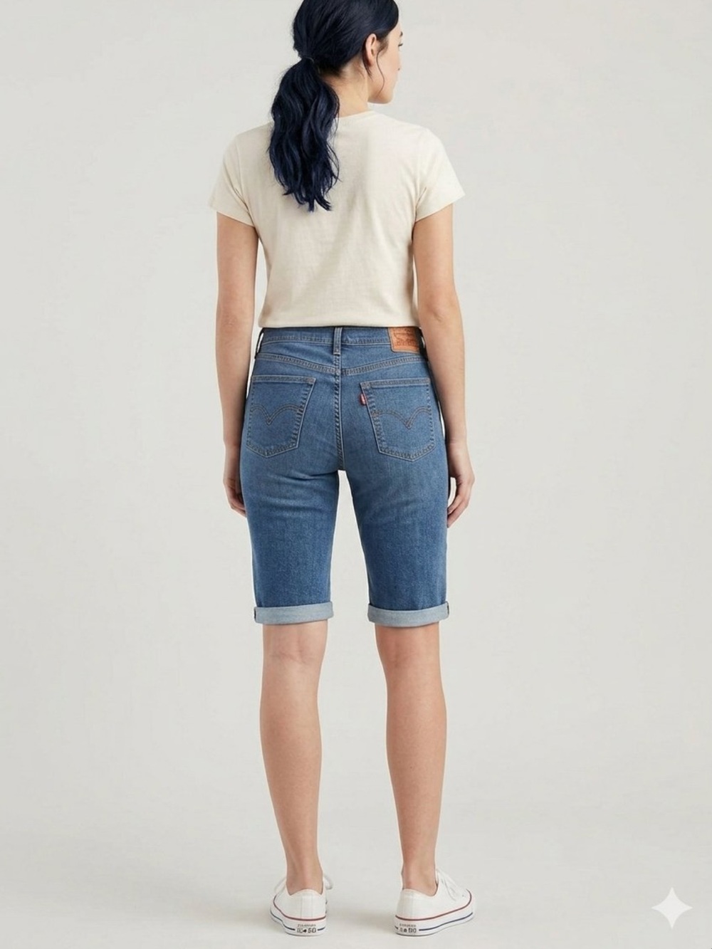 Levi's Women's Rolled Cuff Denim Bermuda Shorts - Blue 31” Waist 17” inseam